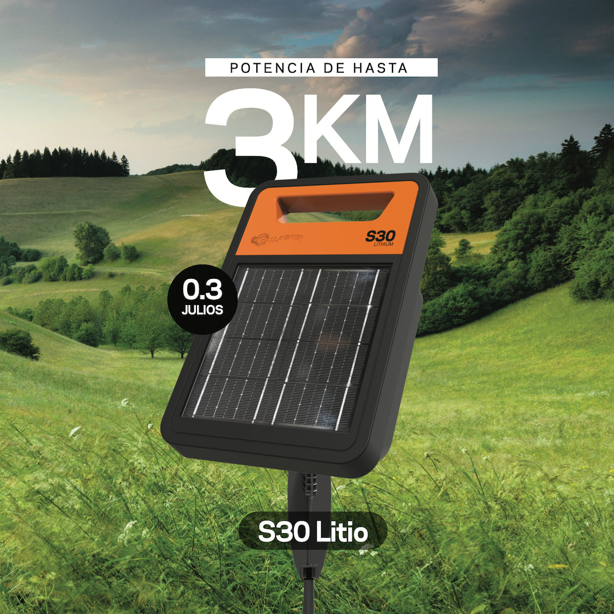 S30 Energizador Solar Portátil Distancia 3km Cerco Gallagher