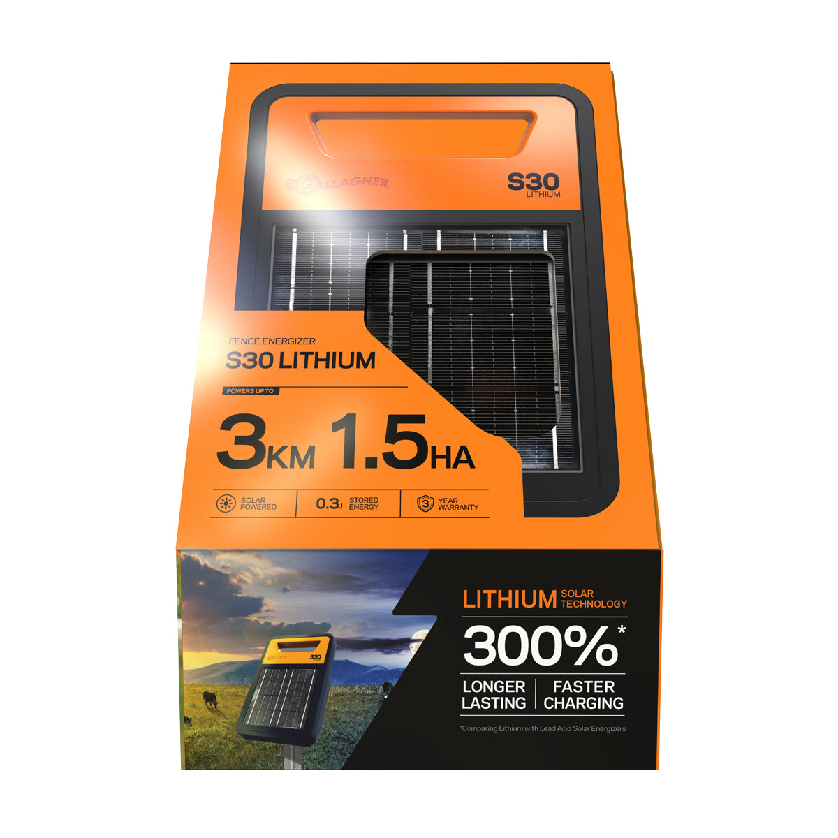 S30 Energizador Solar Portátil Distancia 3km Cerco Gallagher